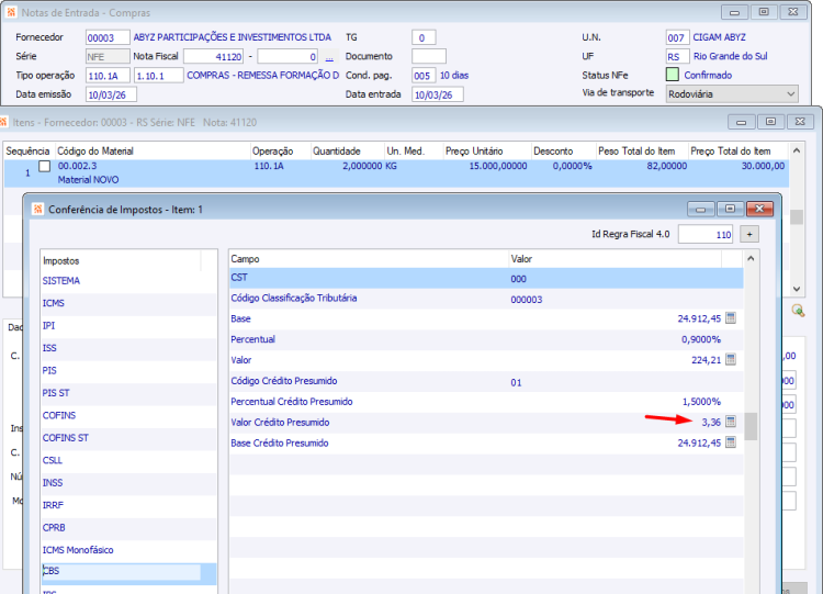 Eventos Apuração IBS e CBS 74