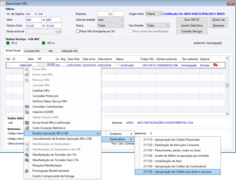 Eventos Apuração IBS e CBS 76