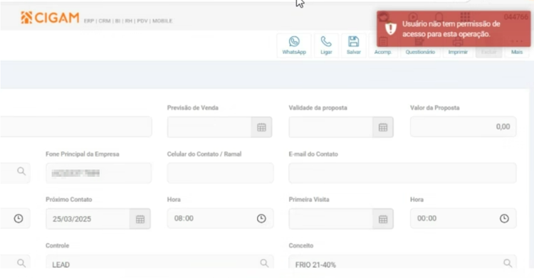 Alterar Telefone Portal CRM