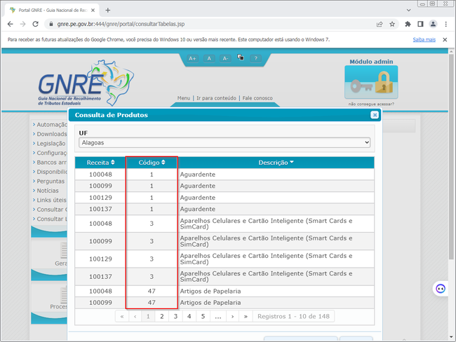 GNRE Online - Produtos