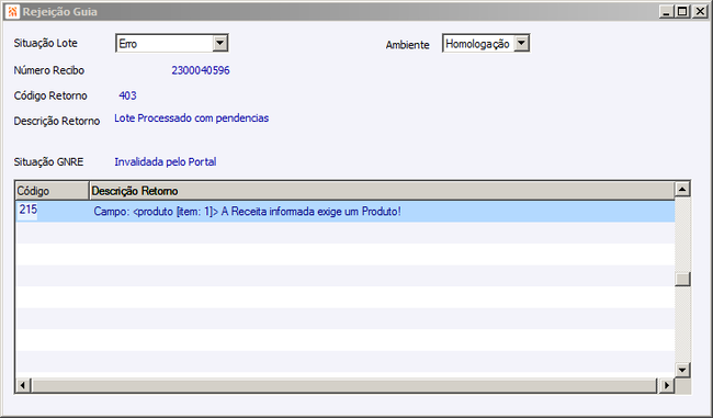GNRE Online Erro 215