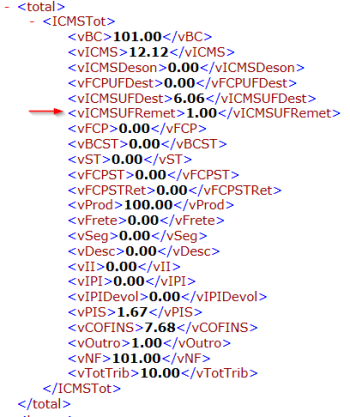 Bloco DIFAL Totalizador XML