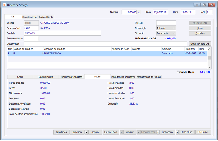 Ordem de Serviço - Guia Totais