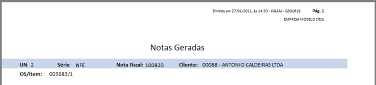 Relatório do Resumo do Faturamento