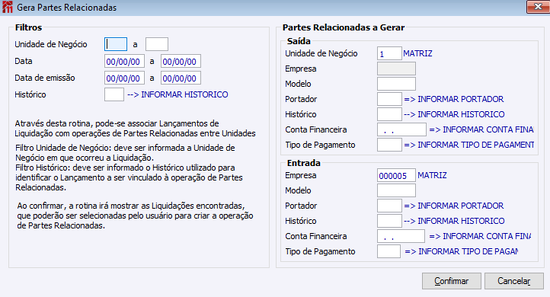 Gerar Partes Relacionadas