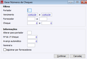 Gerar Número Cheques