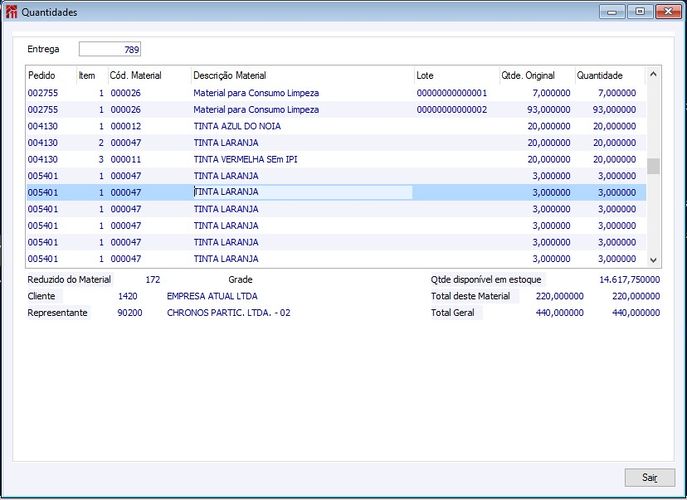 Gerar NF de expedição - Quantidade