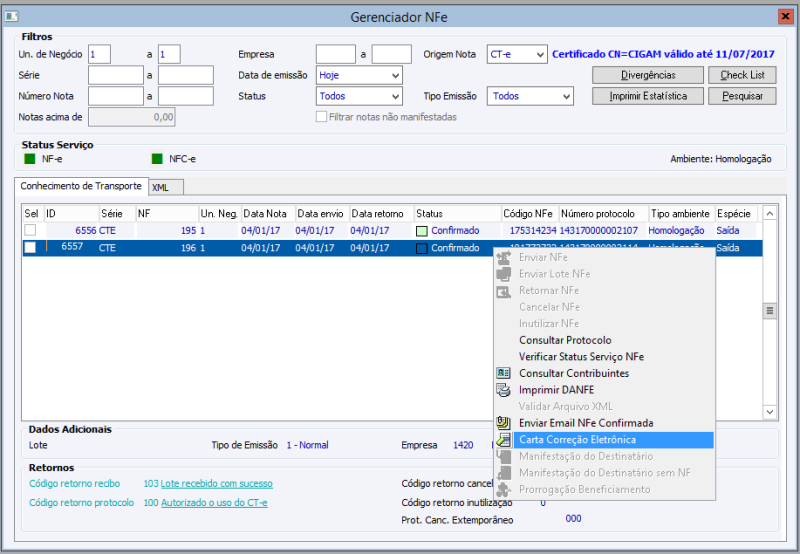 Arquivo:Gerenciador NFe Carta de Correção CTe.png