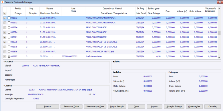 Gerencia Ordens de Entrega
