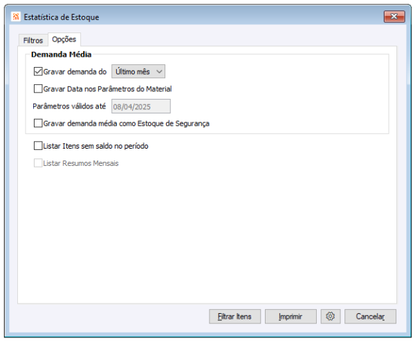 Estatística Estoque