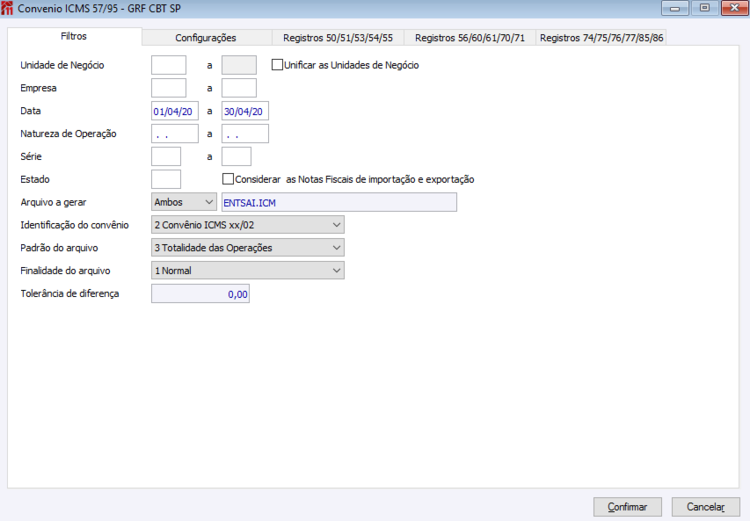 Convênio ICMS 57/95 - GRF CBT SP