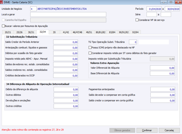 DIME - Santa Catarina (SC)