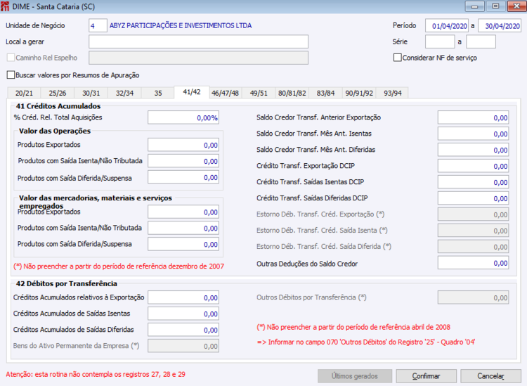 DIME -Santa Catarina (SC)