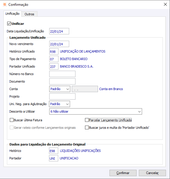 Unificar Contas a Receber