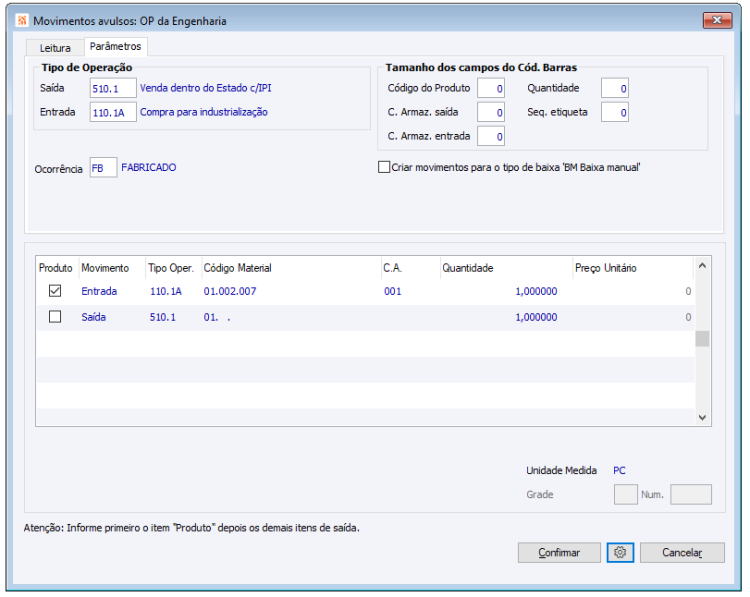 Movimentos avulsos OP da Engenharia