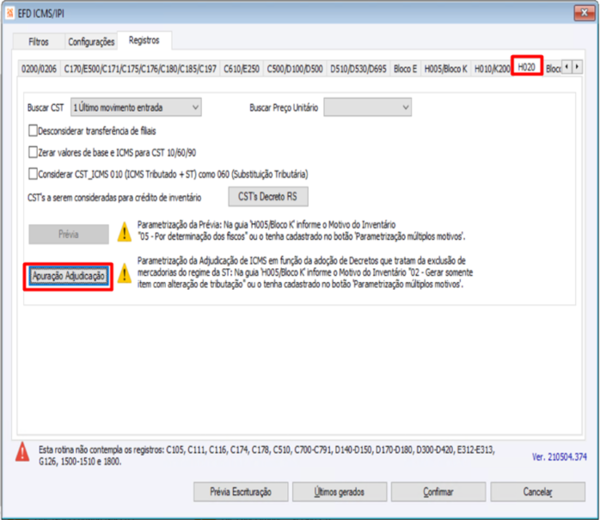 Apuração Adjudicação