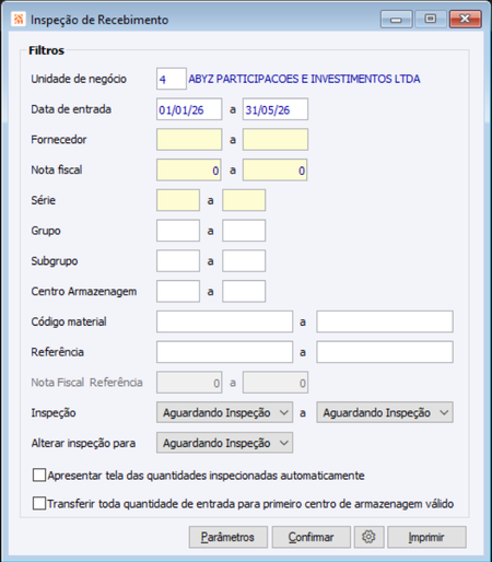 Inspeção de Recebimento