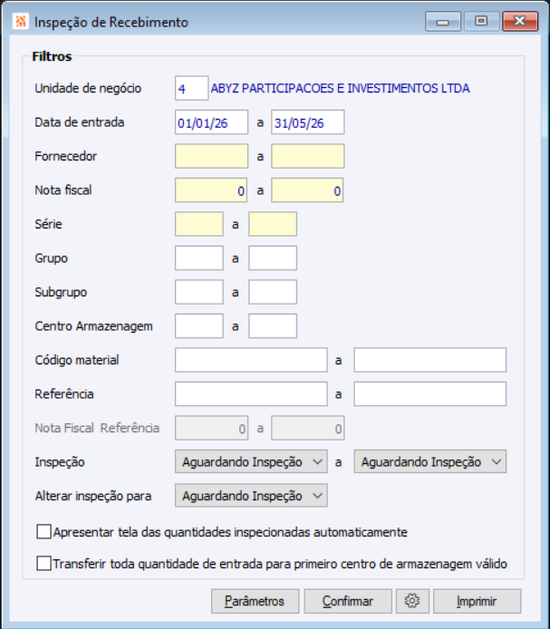 Inspeção de Recebimento