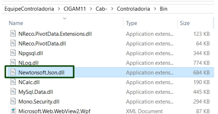 Arquivo Newtonsoft.Json fora da pasta Resolver