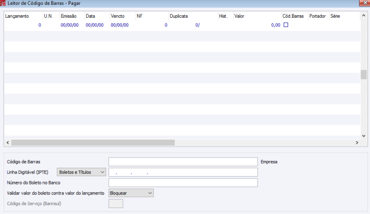 Leitor de Codigo Barras - Pagar
