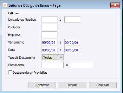 Leitor de Codigo Barras - Pagar