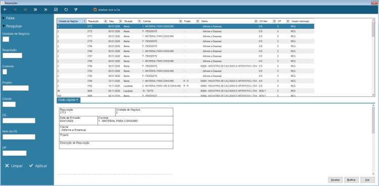 Lupa Pesquisa Dinâmica Requisição