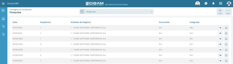 Menu ME Contagens Cadastradas