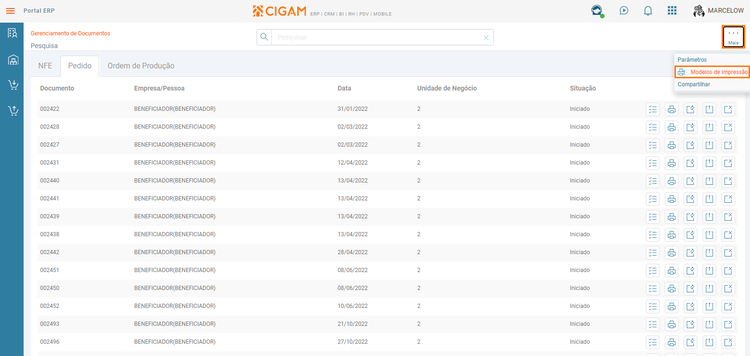 Modelo de Impressão