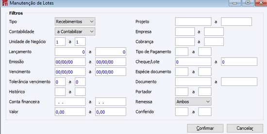 Manutenção de Lotes