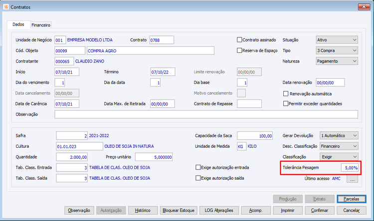 Baixa de Contratos por Cargas com Painel de Adiantamentos