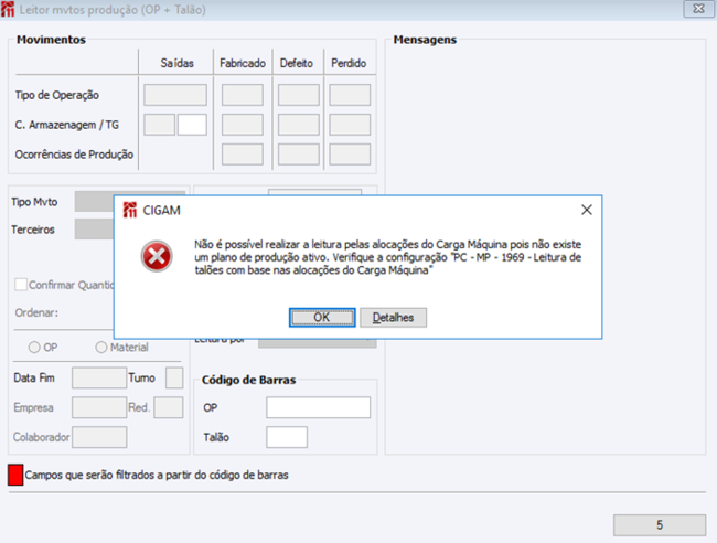 Leitor mvtos produção (OP + Talão)