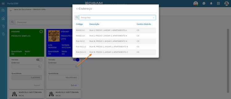 Menu ME Gerenciamento de Documentos Endereço Card