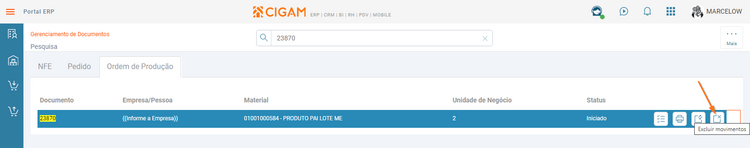 Menu ME Gerenciamento de Documentos Excluir Cards