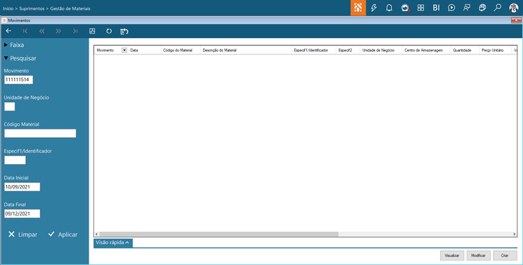 Menu ME Gerenciamento de Documentos Card Excluído CIGAM