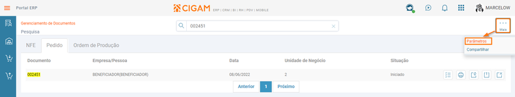Menu ME Gerenciamento de Documentos Mais Opções
