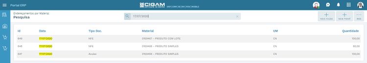 Menu ME Gerenciamento de Documentos Movimento Endereçamento