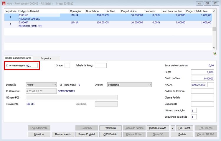 Menu ME Gerenciamento de Documentos NFE