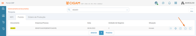 Menu ME Gerenciamento de Documentos Liberar Reservas Linha Documento