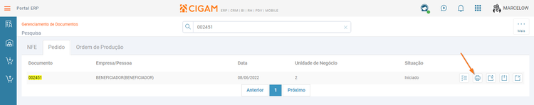 Menu ME Gerenciamento de Documentos Pesquisa Pedidos