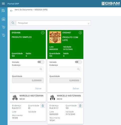Menu ME Gerenciamento de Documentos Card Salvo