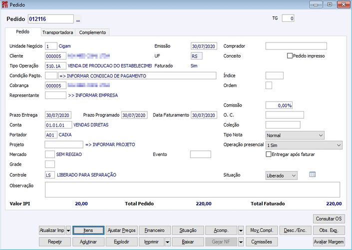 Menu ME Pedido Desktop