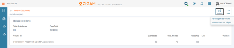 ME Separação Relação de Volumes