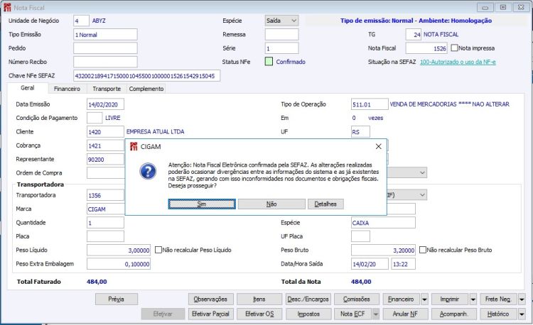 Modificar Nota Confirmada