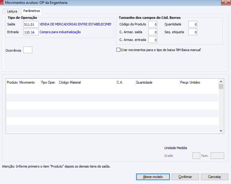 Movimentos Avulsos via OP