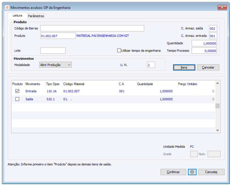 Movimentos avulsos OP da Engenharia