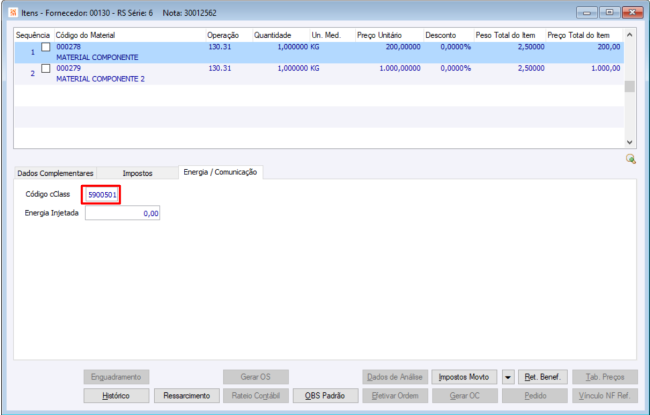 Nota Fiscal de Entrada