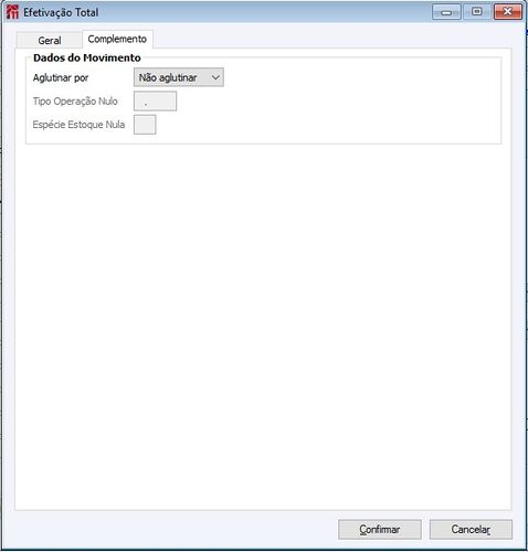 Botão Efetivar Total