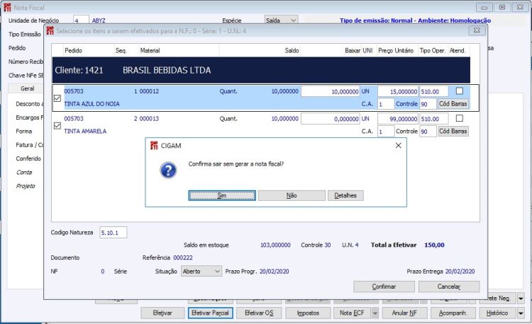 Efetivação Parcial