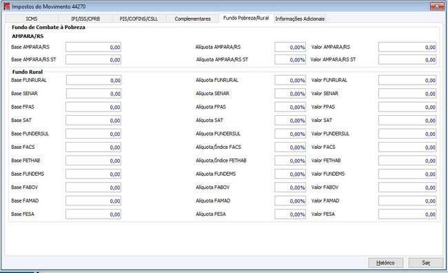 Impostos Movto Fundo Pobreza/Rural