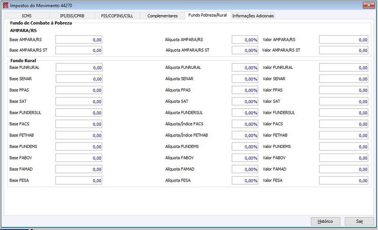 Impostos Movto Fundo Pobreza/Rural